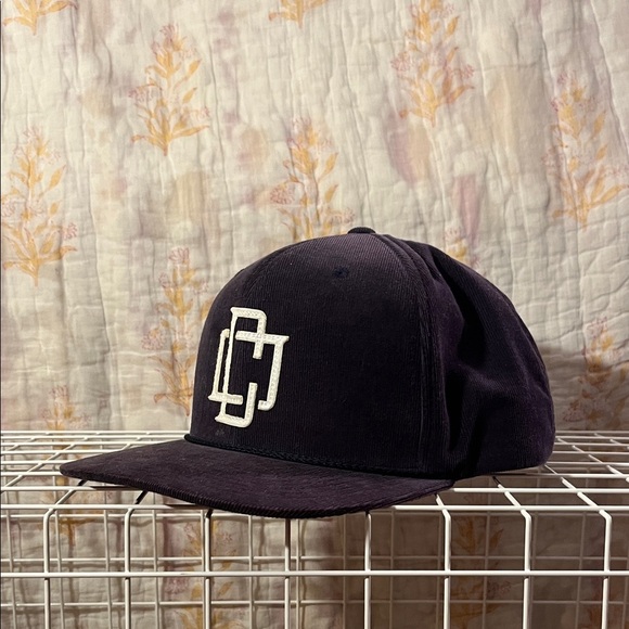 Blue Corduroy SnapBack Cap with White DC Logo all cotton adjustable sizing - Picture 2 of 13